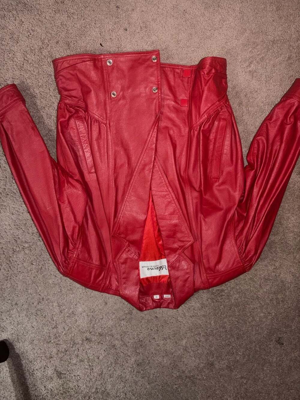 Wilsons 1980s Red Leather Jacket Size S